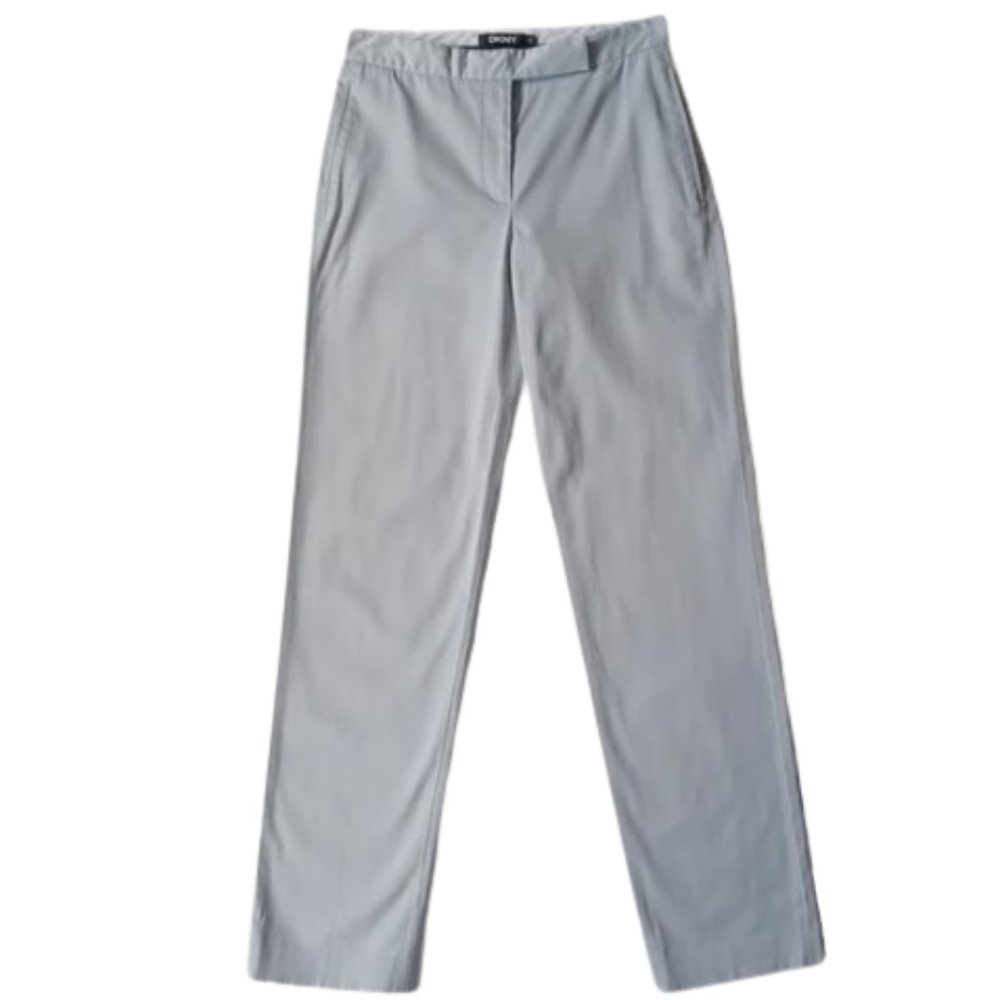 DKNY Silvery Gray Low Sheen Satin Tapered Pants- Sz. 4